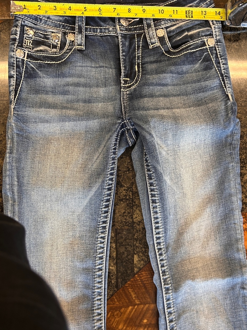 Miss Me Light Blue Embellished Back Pocket Flare Jeans - Picture 3 of 6
